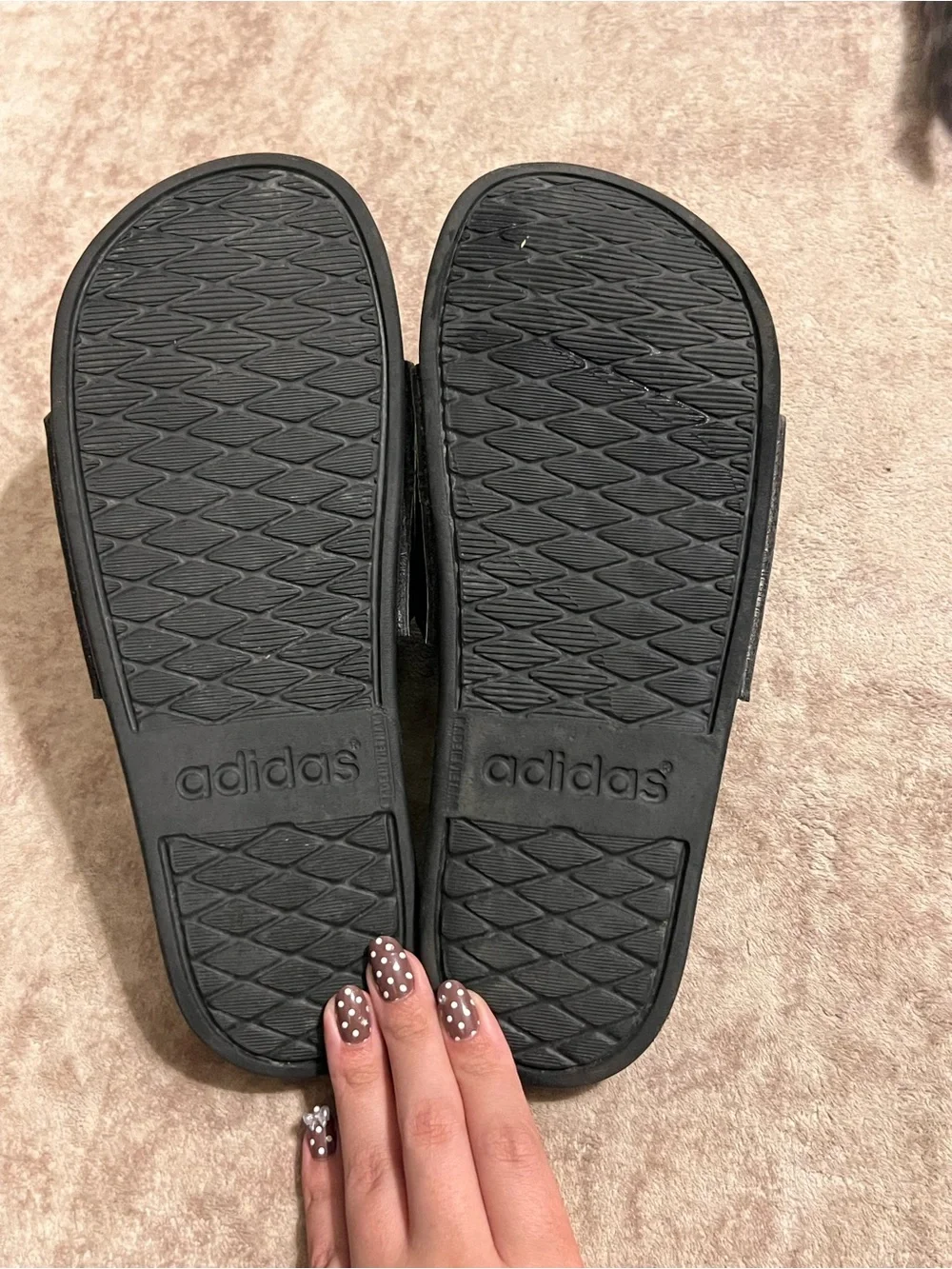adidas Black Slides with Brown Camo Strap